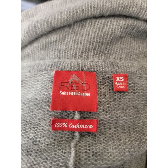 RED SAKS FIFTH AVENUE Sweater Womens XS 100% Cashmere Cowl Neck High Low Sheer - Picture 8 of 11